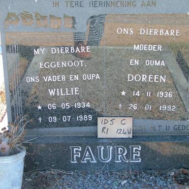 FAURE Willie 1934-1989 &amp; Doreen 1936-1992