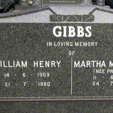 GIBBS William Henry 1909-1980 &amp; Martha Magdalena PREORIUS 1911-1999