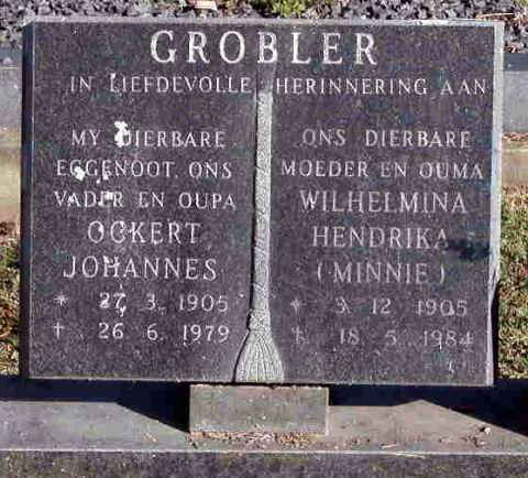 GROBLER Ockert Johannes 1905-1979 &amp; Wilhelmina Hendrika 1905-1984