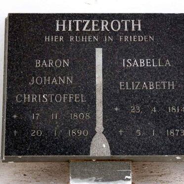 HITZEROTH Johann Christoffel 1808-1890 &amp; Isabella Elizabeth 1814-1873