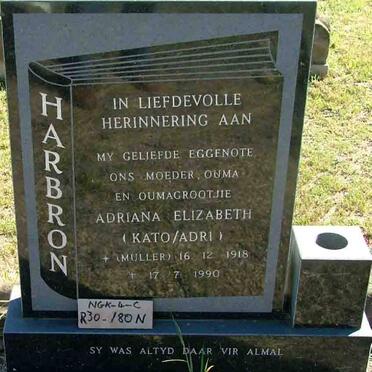 HARBON Adriana Elizabeth nee MULLER 1918-1990