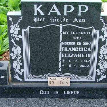 KAPP Francisca Elizabeth 1947-2002