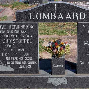 LOMBARD George Christoffel 1921-1981 &amp; Maria Magdalena 1920-2000