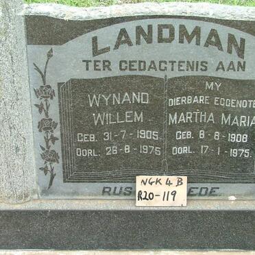 LANDMAN Wynand Willem 1905-1975 &amp; Martha Maria 1908-1975