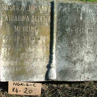MEIRING Frederick ? &amp; Susara Johanna Catharina Alletta 1905-1955