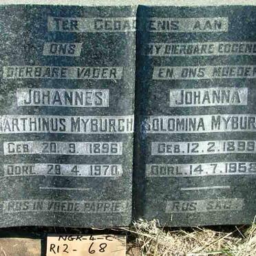 MYBURGH Johannes Marthinus 1896-1970 &amp; Johanna Salomina 1899-1958