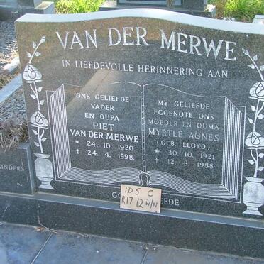 MERWE Piet, van der 1920-1998 &amp; Myrtle Agnes LLOYD 1921-1988