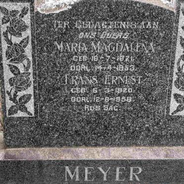 MEYER Frans Ernest 1920-1958 &amp; Maria Magdalena 1921-1953