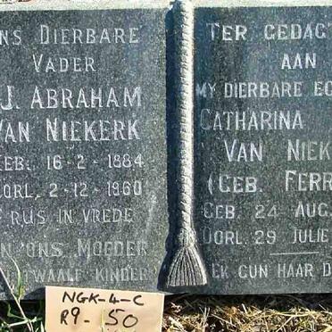 NIEKERK I. J. Abraham, van 1884-1960 &amp; Catharina Maria FERREIRA 1886-1957