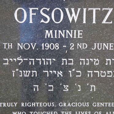 OFSOWITZ Minnie 1908-1997