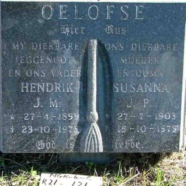 OELOFSE Hendrik J.M. 1899-1975 &amp; Susanna J.P. 1903-1979