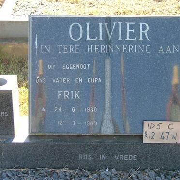 OLIVIER Frik 1930-19889 :: OLIVIER Sonja Erika 1969-1993