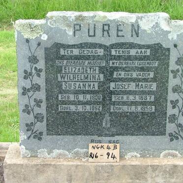 PUREN Josef Marie 1887-1959 &amp; Wilhelmina Susanna 1900-1962