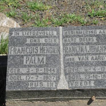 PALM Francois Hendrik 1844-1937 &amp; Francina Johanna VAN AARDT 1858-1923