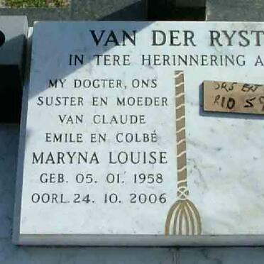 RYST Maryna Louise, van der 1958-2006