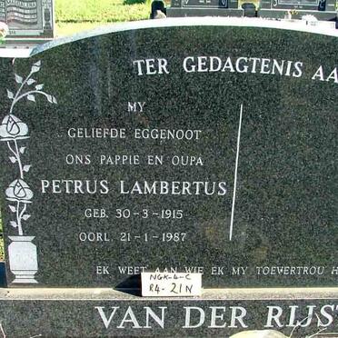 RIJST Petrus Lambertus, van der 1915-1987