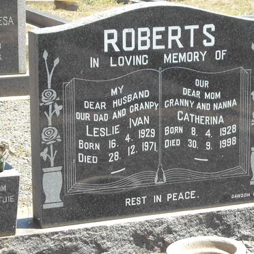 ROBERTS Leslie Ivan 1929-1971 &amp; Catherine 1928-1998