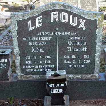 ROUX Andrew, le 1904-1965 &amp; Cornelia Elizabeth 1919-2007
