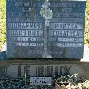ROUX Johannes Jacobus, le 1883 -1963 &amp; Martha Dorathea 1881-1977