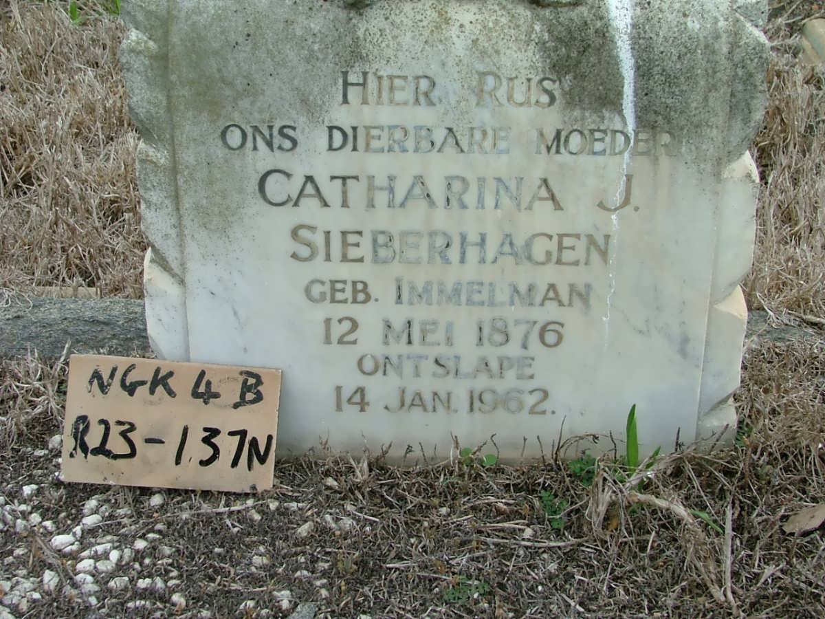 SIEBERHAGEN Catharina J. nee IMMELMAN 1876-1962