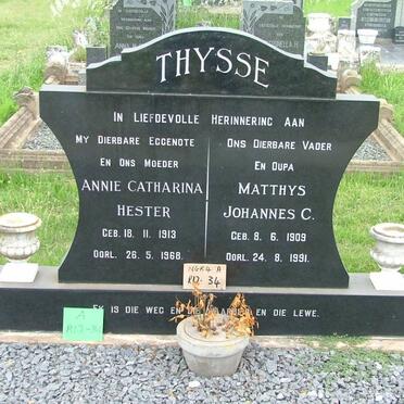 THYSSE Matthys Johannes C. 1909-1991 &amp; Annie Catharina Hester 1913-1968