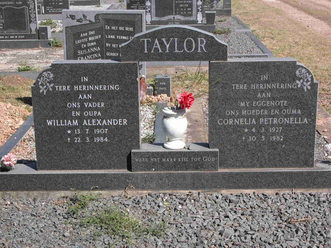 TAYLOR William Alexander 1907-1984 &amp; Cornelia Petronella 1927-1982