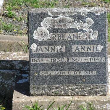 TERBLANCHE Jannie 1852-1930 &amp; Annie 1865-1947