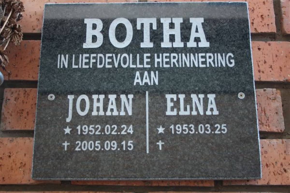 BOTHA Johan 1952-2005 &amp; Elna 1953-