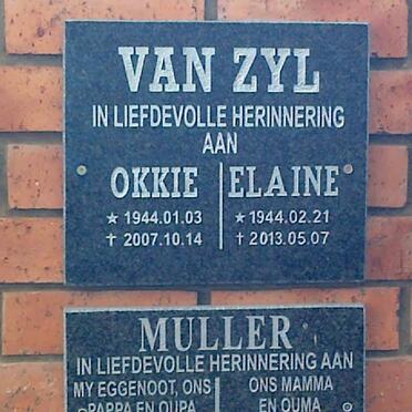 ZYL Okkie, van 1944-2007 &amp; Elaine 1944-2013