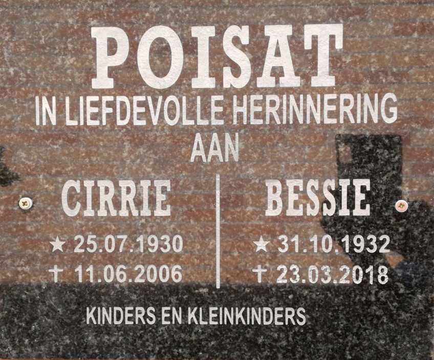 POISAT Cirrie 1930-2006 &amp; Bessie 1932-2018