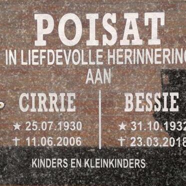 POISAT Cirrie 1930-2006 &amp; Bessie 1932-2018