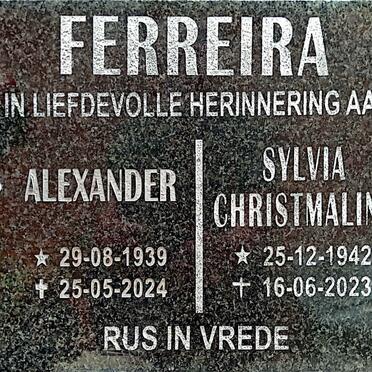 FERREIRA Alexander 1939-2024 & Sylvia Christmaline 1942-2023