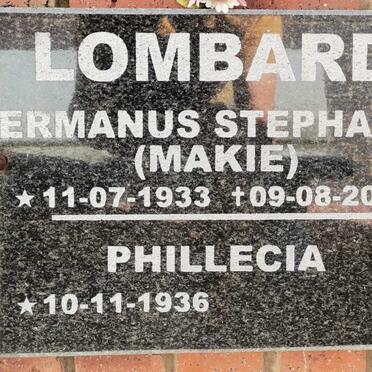 LOMBARD Hermanus Stephanus 1933-2010 &amp; Phillecia 1936-