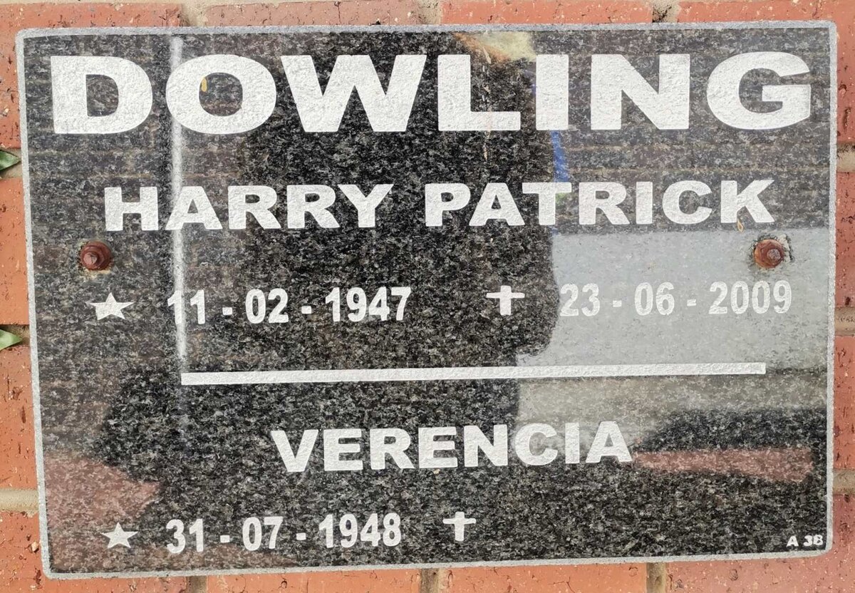 DOWLING Harry Patrick 1947-2009 &amp; Verencia 1948-