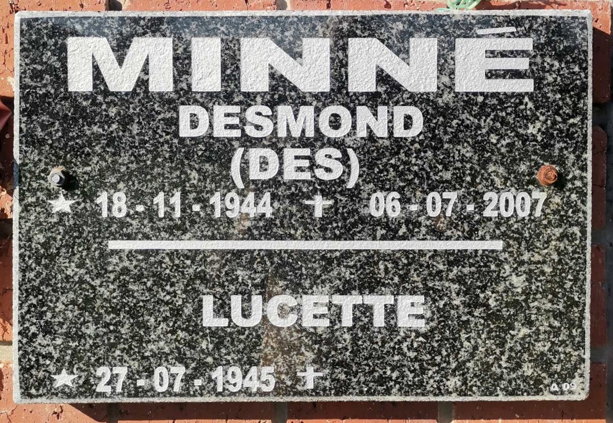 MINNE Desmond 1944-2007 &amp; Lucette 1945-