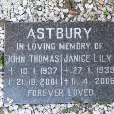 ASTBURY John Thomas 1937-2001 &amp; Janice Lily 1939-2006