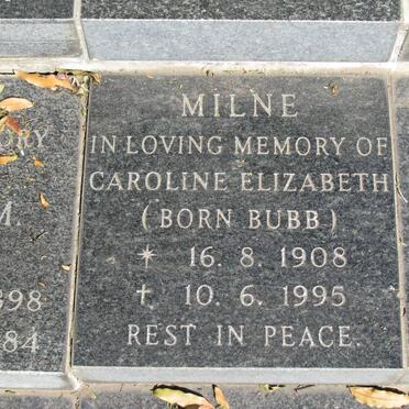 MILNE Caroline Elizabeth nee BUBB 1908-1995