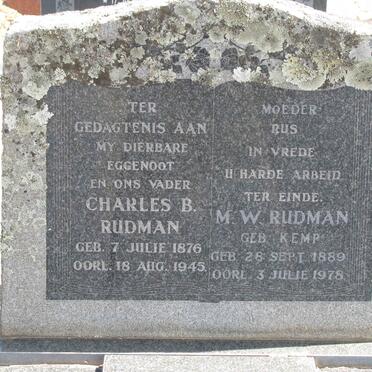 RUDMAN Charles B. 1876-1945 &amp; M.W. KEMP 1889-1978