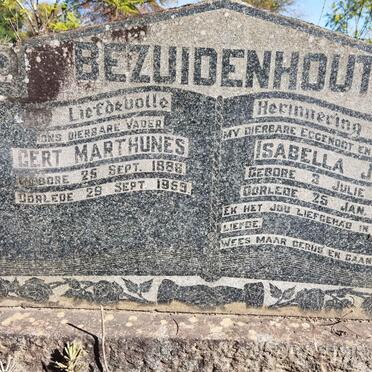 BEZUIDENHOUT Gert Marthunes 1886-1859 &amp; Isabella J.M. 1897-1954