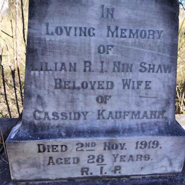 KAUFMANN Lilian R.I. Nin nee SHAW -1919