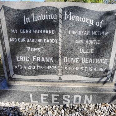 LEESON Eric Frank 1913-1979 &amp; Olive Beatrice 1915-1987
