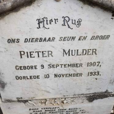MULDER Pieter 1907-1933