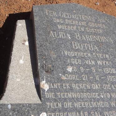 BOTHA Alida Barendina formerly STEYN nee VAN WYK 1908-1958
