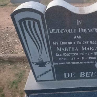 BEER Gerhardus Hendrik, de 1885-1990 &amp; Martha Maria COETZER 1892-1966 
