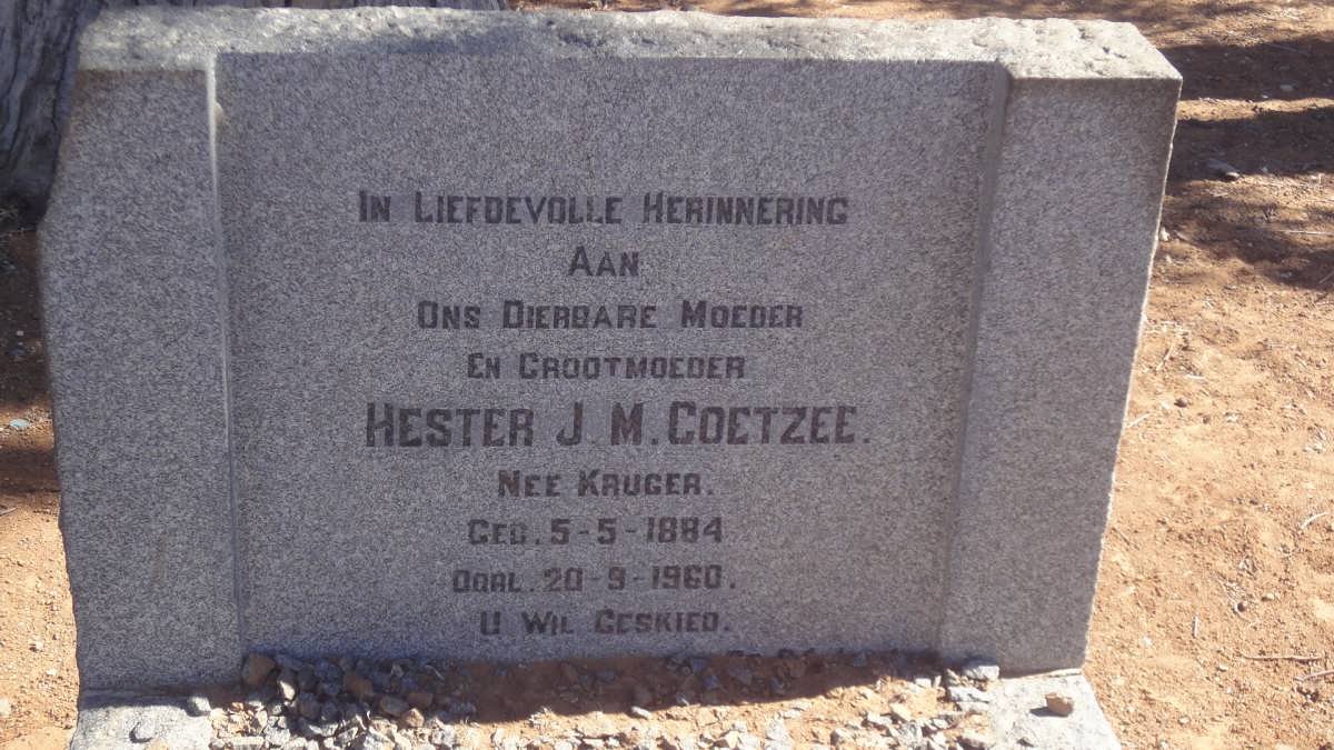 COETZEE Hester J.M. nee KRUGER 1884-1960