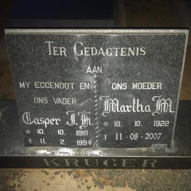 KRUGER Jasper J.?. 1918-1994 &amp; Martha M. 1922-2007