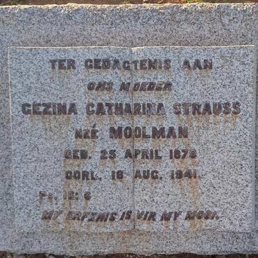 STRAUSS Gezina Catharina nee MOOLMAN 1878-1941
