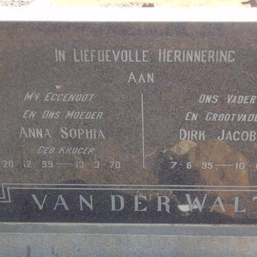 WALT Dirk Jacobus, van der 1895-1983 &amp; Anna Sophia KRUGER 1895-1970