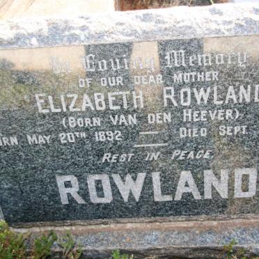 ROWLAND Elizabeth nee van den HEEVER 1892-1946