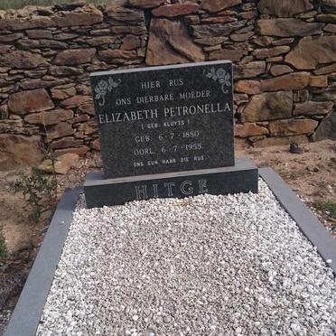 HITGE Elizabeth Petronella nee KLUYTS 1880-1955